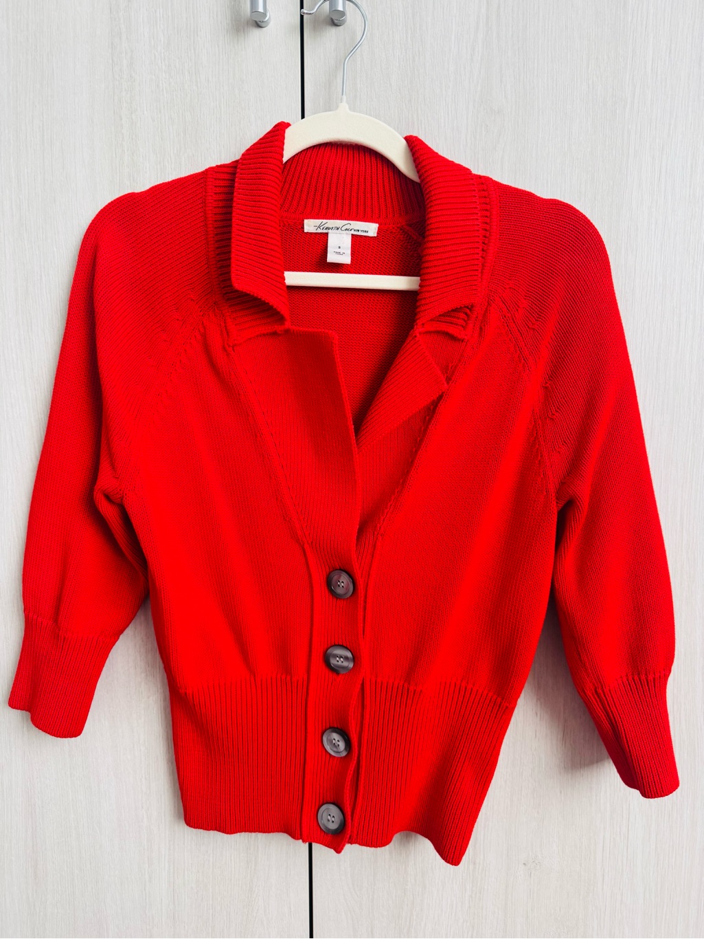 Kenneth Cole New York Red Button-Front Shawl Collar Cardigan Sz S